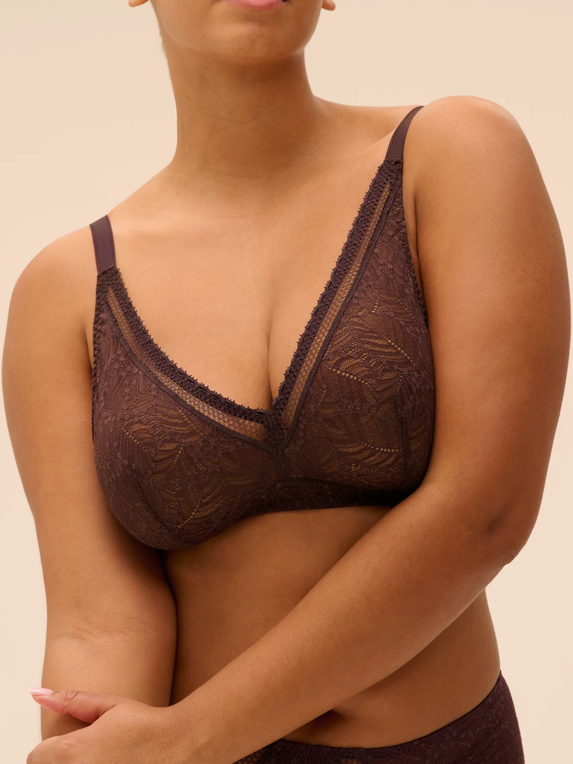 Structured wireless bra - Dark Brown - Image 8