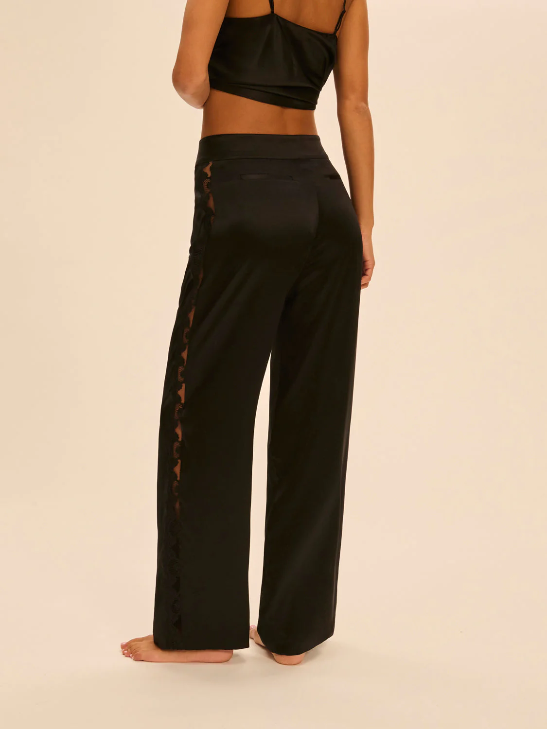 Trousers with embroidery - Black - Image 4