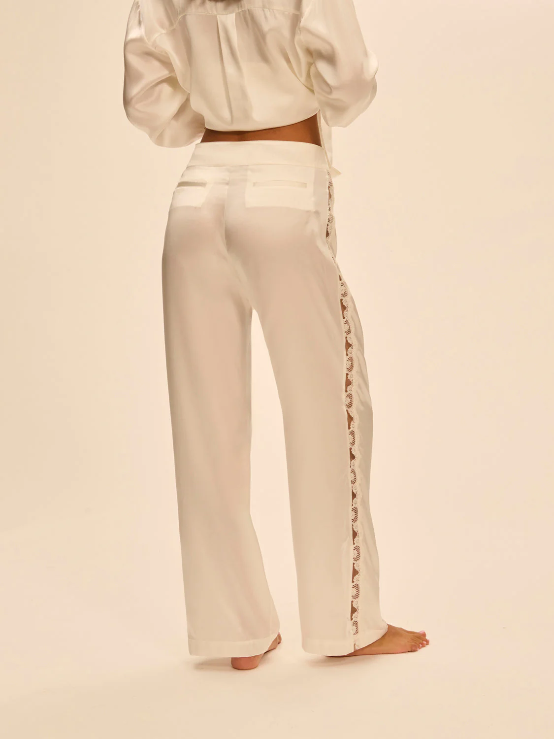 Trousers with embroidery - Natural - Image 2