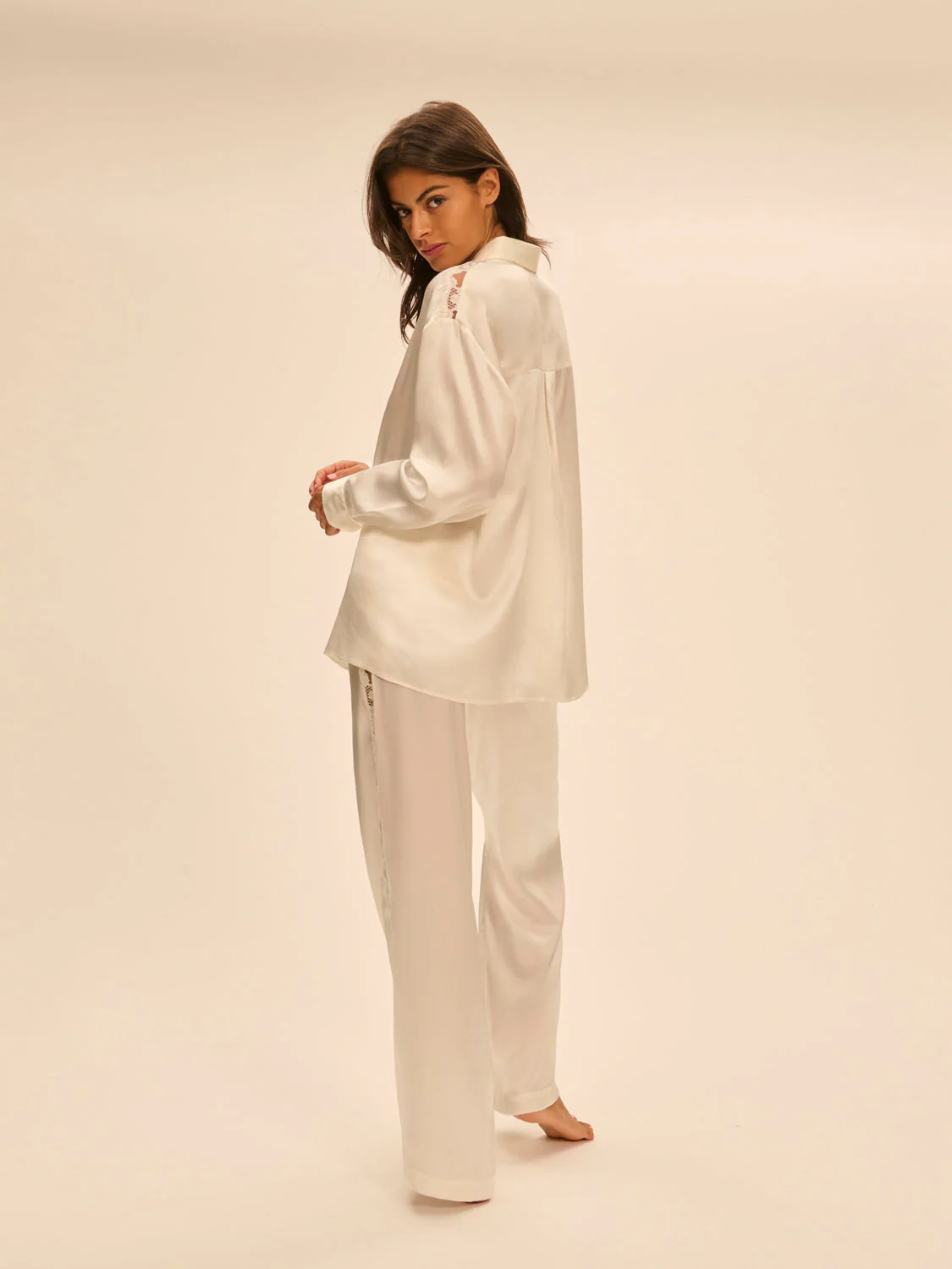 Trousers with embroidery - Natural - Image 5