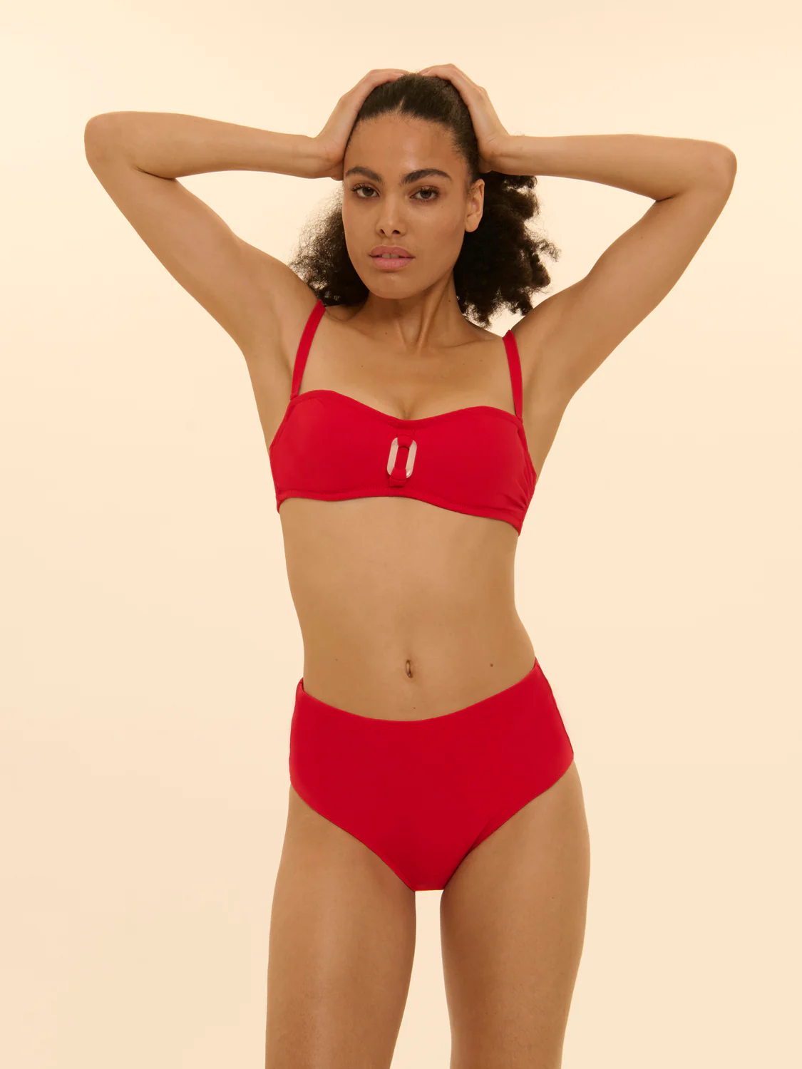 Underwired bandeau bikini top - Scarlet - Image 3