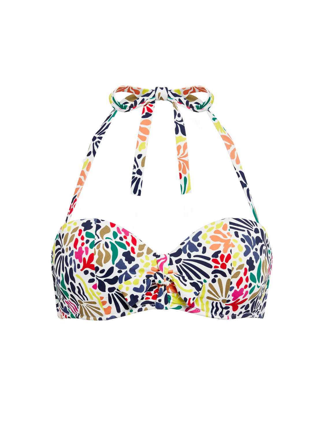 Underwired bandeau bikini top - Tropico white print - Image 13