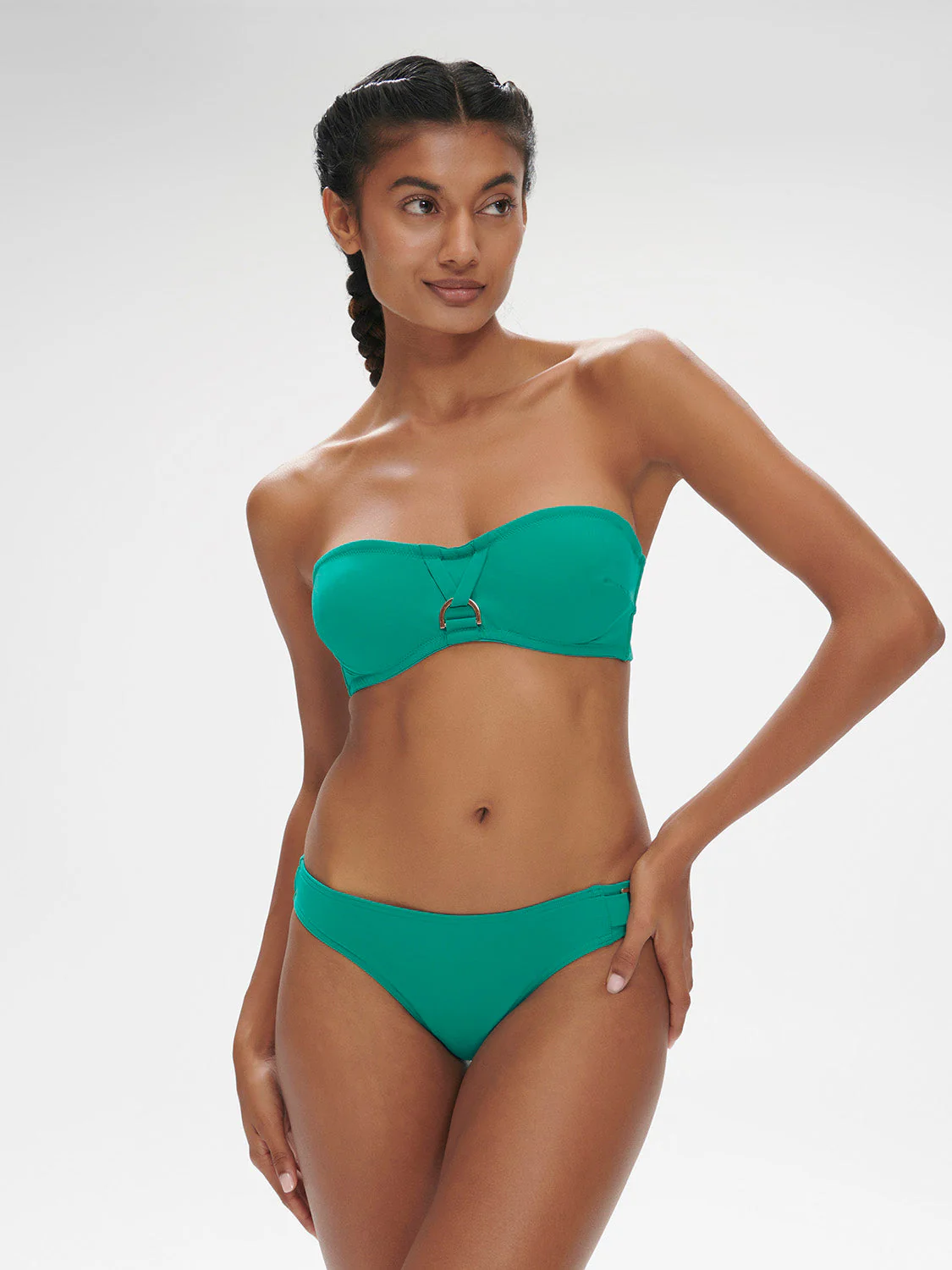 Underwired bandeau bikini top - Waterfall Green - Image 8