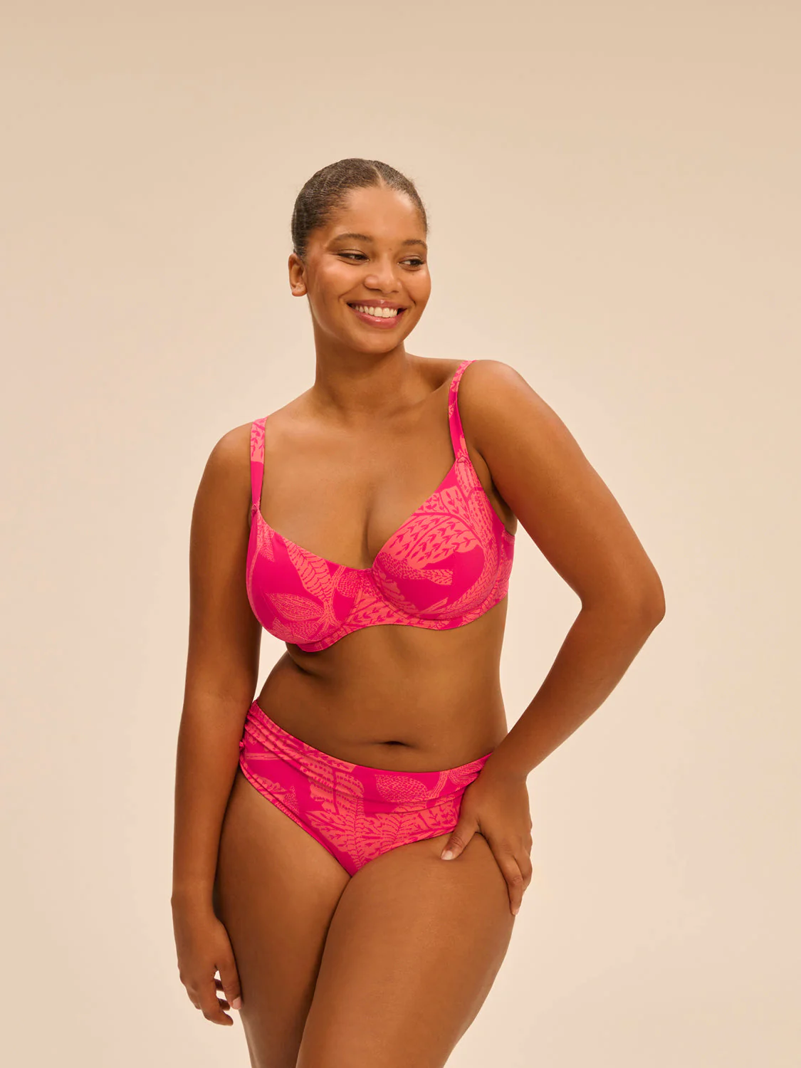 Underwired bikini top - Bright Rose Print - Image 3