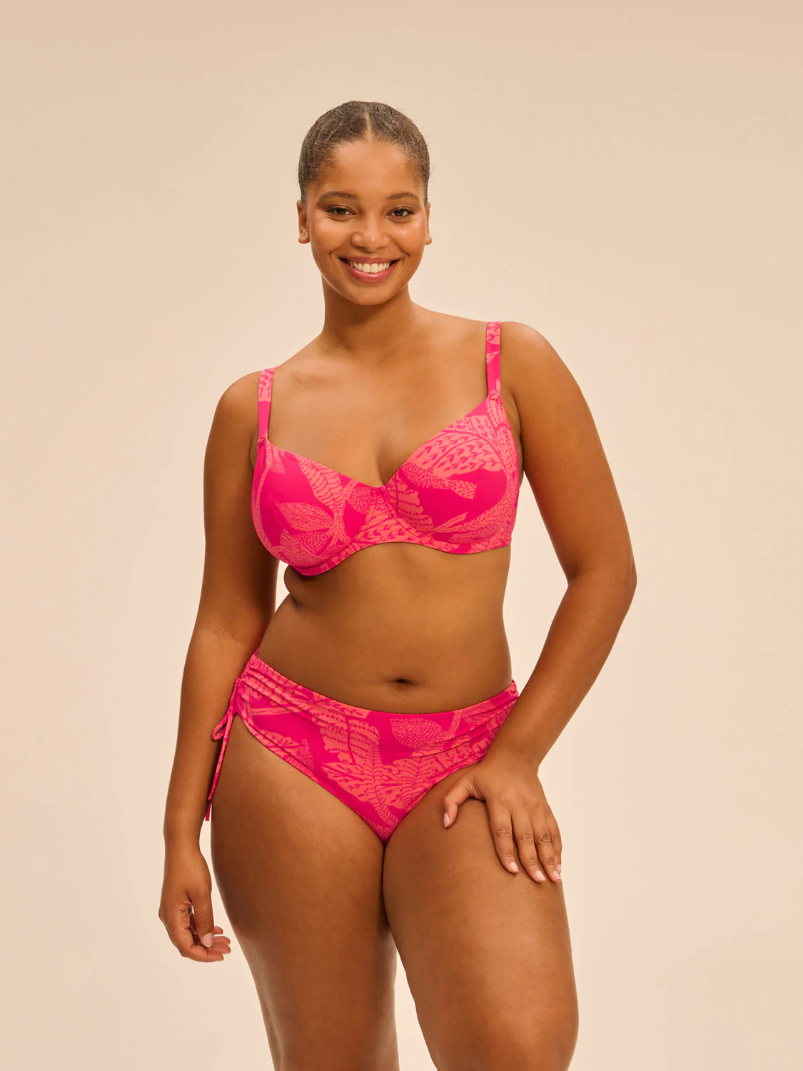 Underwired bikini top - Bright Rose Print - Image 4
