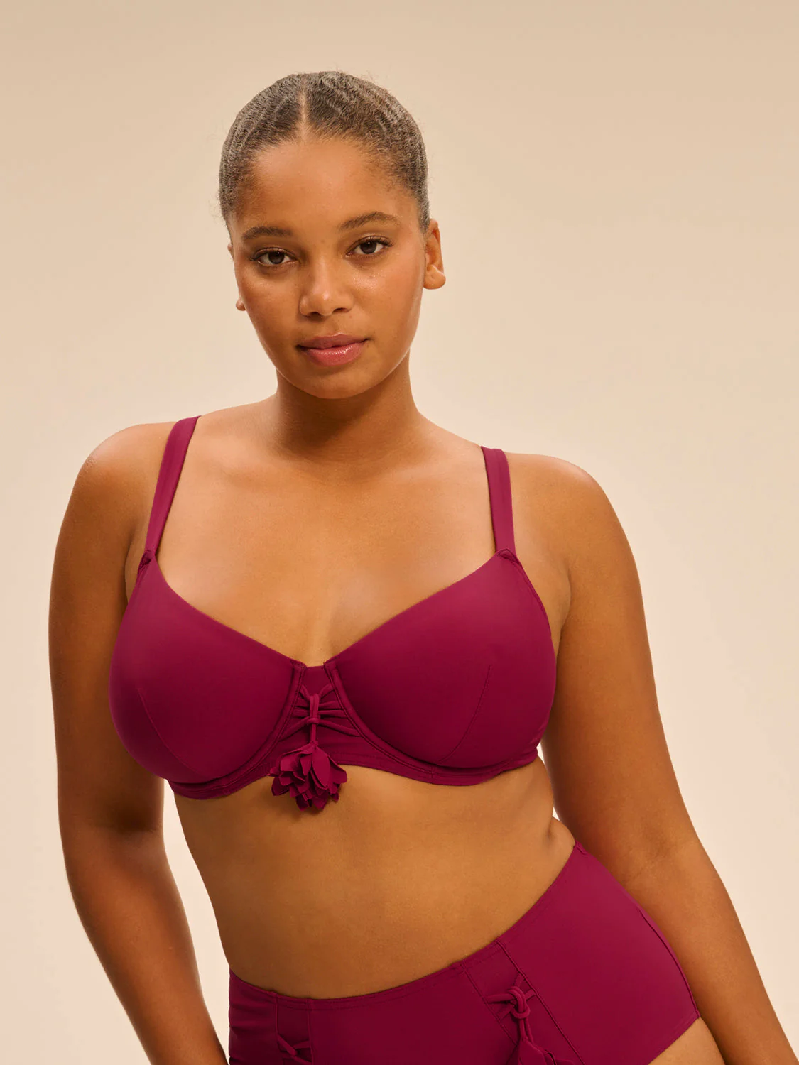 Underwired bikini top - Cranberry - Image 2