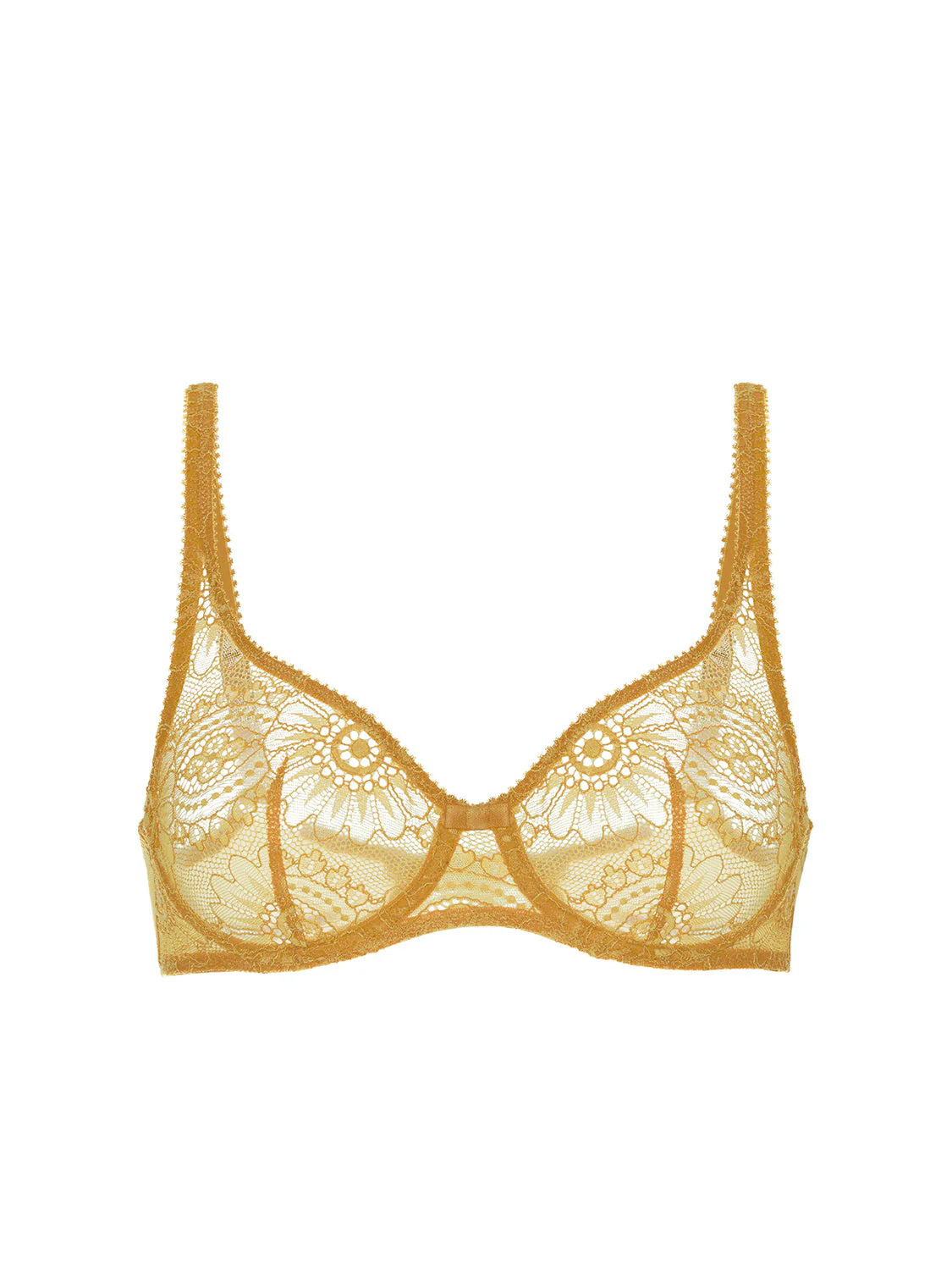 Underwired bra with curved neckline - Golden Yellow - Image 13