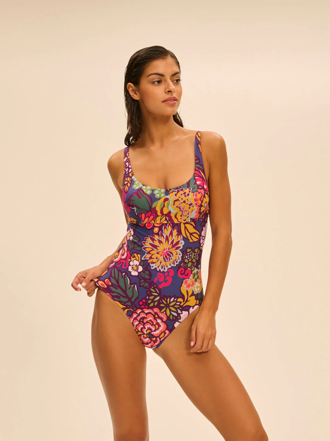 Underwired one-piece swimsuit - Bloom Print - Image 3
