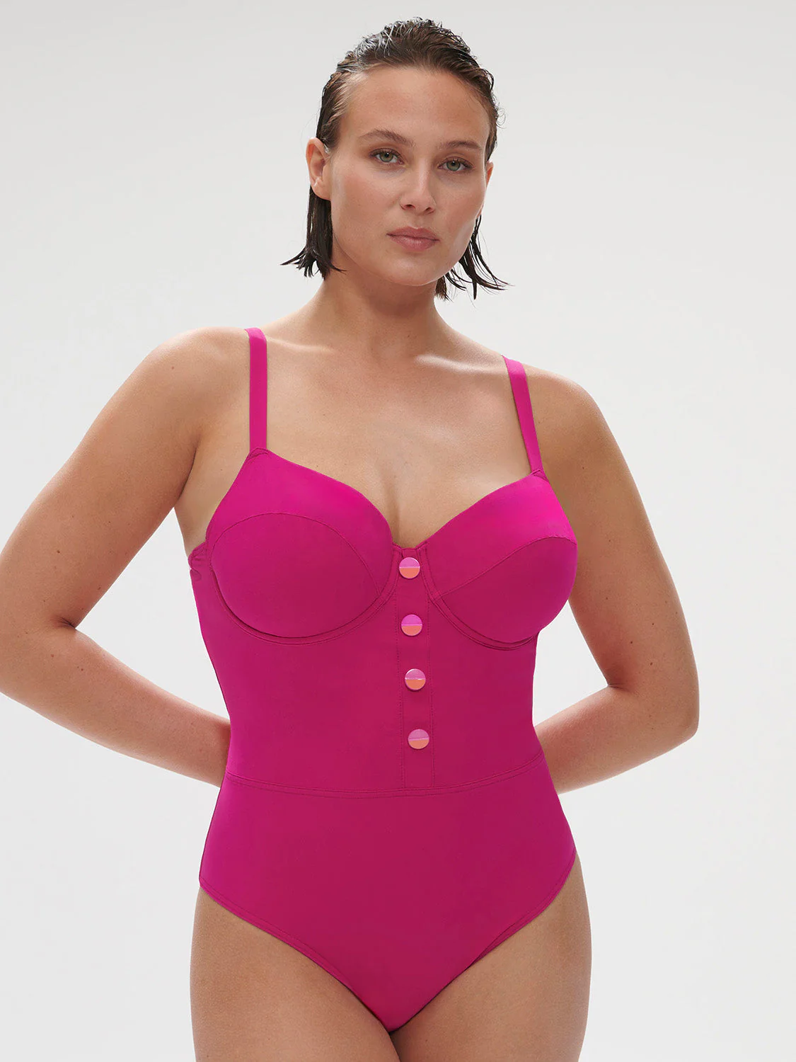 Underwired one-piece swimsuit - Hibiscus Pink - Image 6