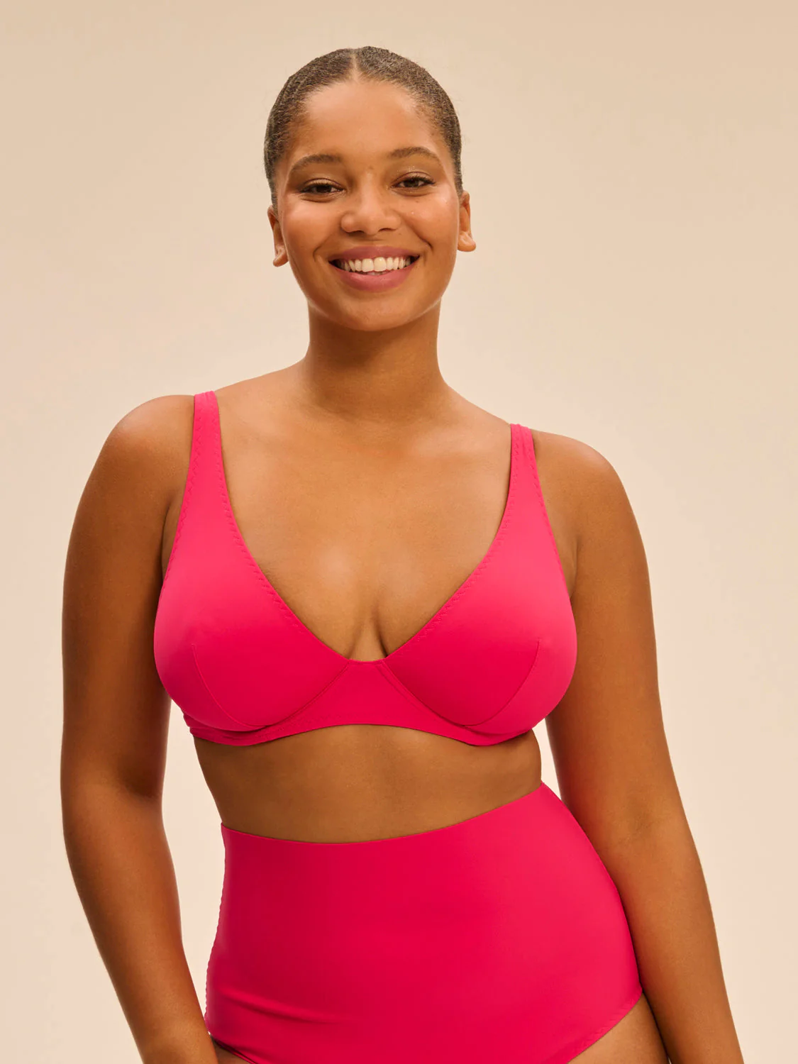 Underwired triangle bikini bra - Lipstick - Image 6