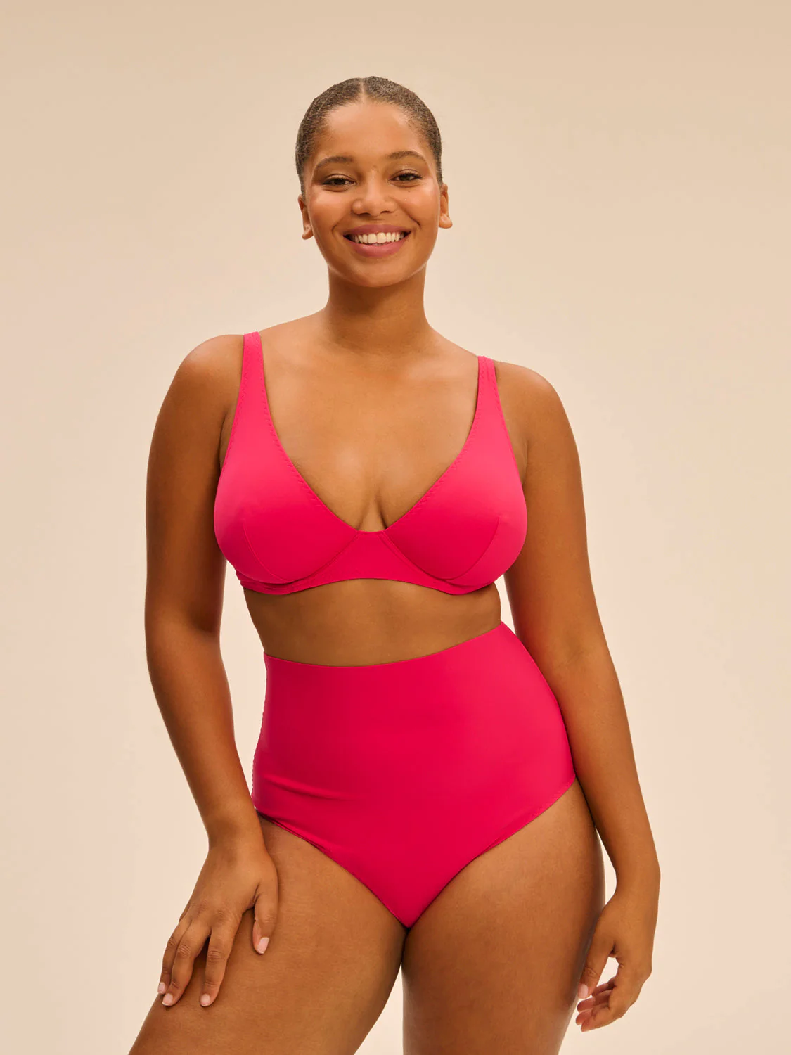 Underwired triangle bikini bra - Lipstick - Image 9